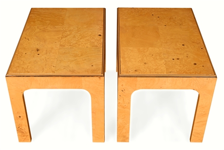 Pair of Henredon Scene Two Burl Maple Parsons Stools / Tables