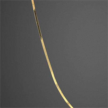 14K Italy Herringbone Necklace – Flat Yellow Gold, 24.25"