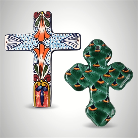 Colorful Talavera Wall Crosses – Handcrafted Mexican Ceramic Art Decor