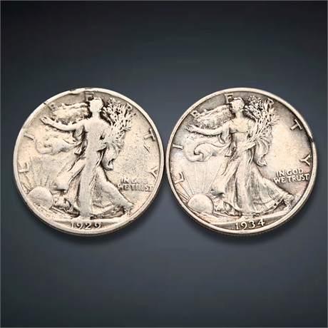 1929 &1934 (2) Walking Liberty Silver Half Dollars