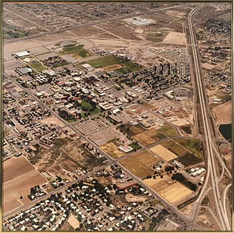 1980s Aerial Photograph of NMSU Campus – Framed, 24” Square