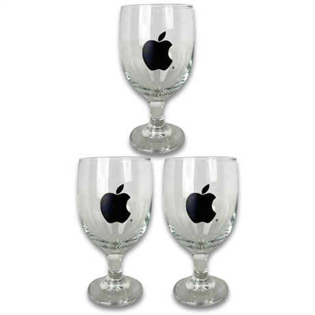 Apple Inc. Libbey Goblets – Set of 3, Late 1990s Promotional (6″)