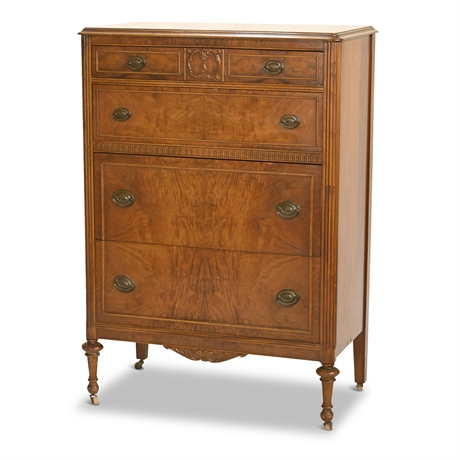 Early Widdicomb Style Burled Walnut Highboy Dresser