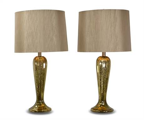 Pair Crackle Glass Style Lamps