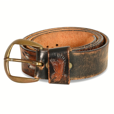 Vintage Leegin Tooled Eagle Belt