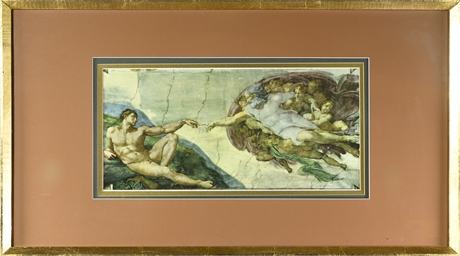Creation of Adam Framed Print on Canvas