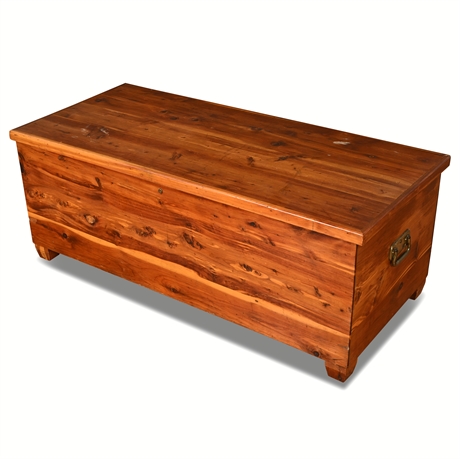 Mid-Century Hand-Built Solid Cedar Chest w/ Brass Hardware & Tray