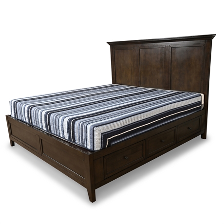 San Mateo King Storage Platform Bed – Tuscan Finish, 6 Cedar-Lined Drawers