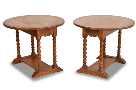 Pair Antique Drop Leaf Side Tables