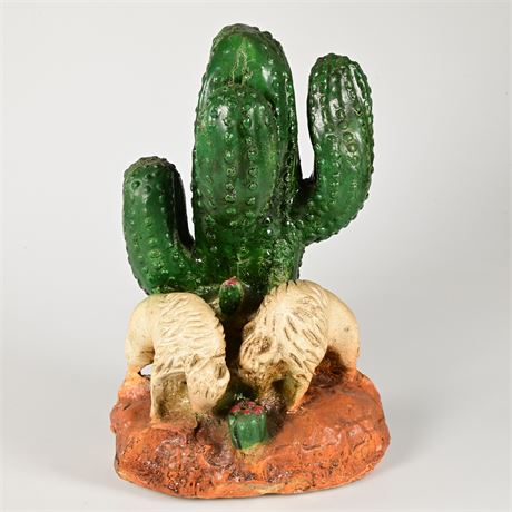 Saguaro & Buffalo Chalkware Sculpture