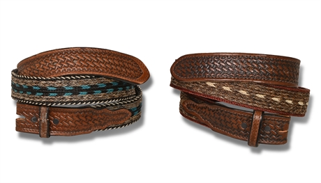 Pair Leather & Horsehair Belts