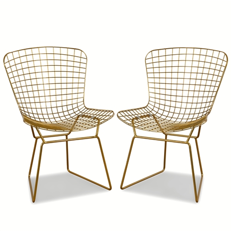 Premier Gold Metal Grid Frame Wire Chair