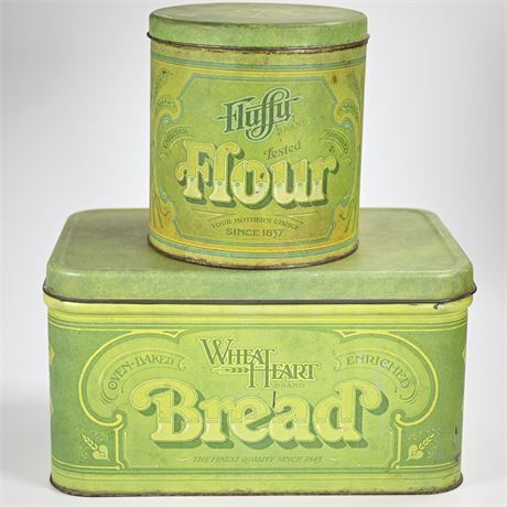 Vintage Tin Wheat Heart Tin Bread Box