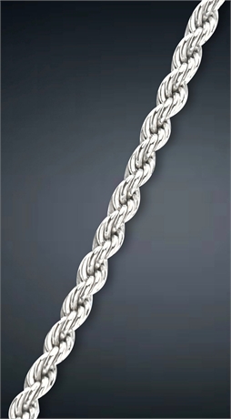 30" Sterling Silver 2.6 mm Rope Twist Chain