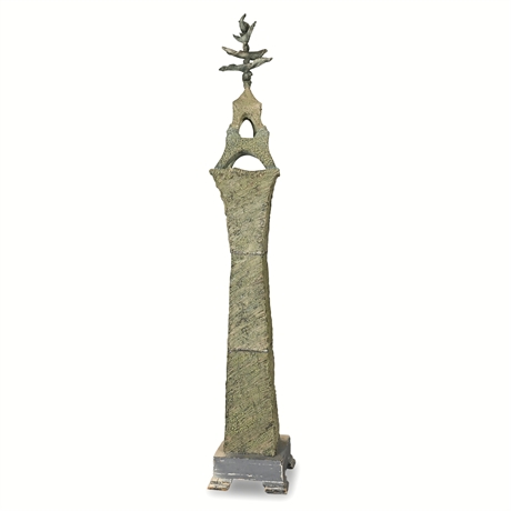 Monumental Brutalist Tower Sculpture — Hand-Sculpted Gaudí-Style Organic Form, 7