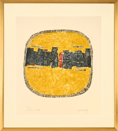 Kyu‑Baik Hwang “Yellow Space” Color Etching 17/75 — Signed, Museum‑Collected Art