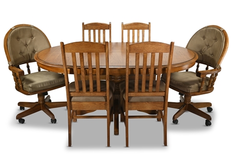 Round To Oval Pedestal Dining Set