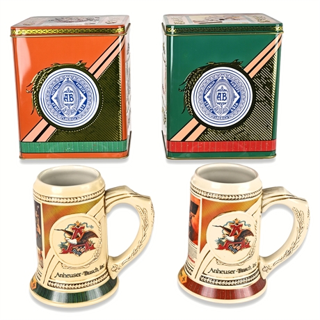 Budweiser 1999 Historic Advertising Steins w/ Original Tins – Ceramarte Brazil