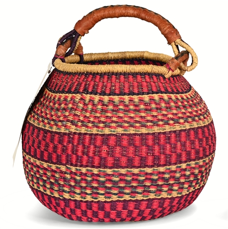 Leather Wrapped Handle Basket