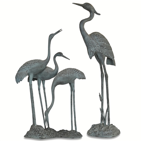 Verdigris Heron Sculptures