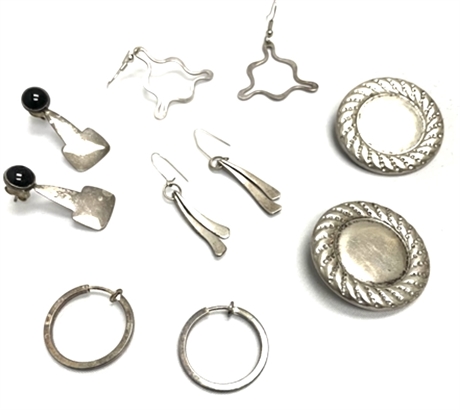 Five Pairs of Sterling Silver Earrings