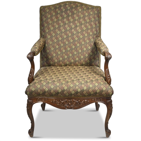 Sherrill French Louis XV Style Upholstered Arm Chair