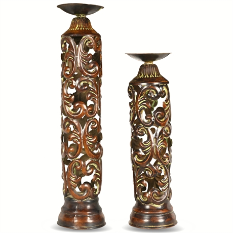 Reticulated Pillar Candlesticks