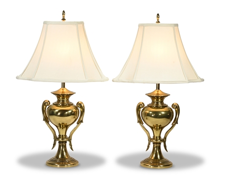 Pair Elegant Brass "Trophy" Table Lamps