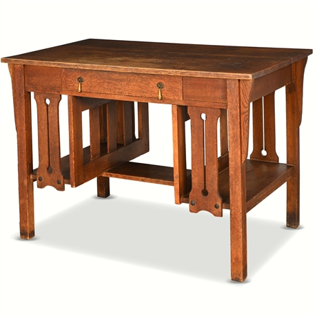 Early 20th Century Arts & Crafts Partners/Library Desk by Ernest J. Sultan