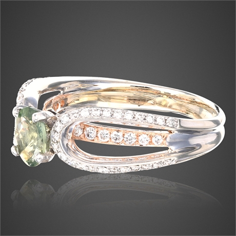 14K Two-Tone Gold Alexandrite & Diamond Ring 1.25 ctw, Size 7