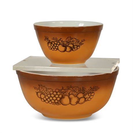 Pair Vintage Pyrex 'Old Orchard' Mixing Bowls