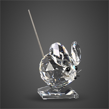 Swarovski Silver Crystal "Large Mouse" Figurine with Spring Tail