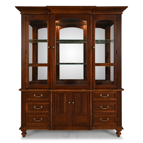 Stanley British Colony China Cabinet — Lighted, Mirrored, Cherry