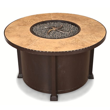 O.W. Lee Santorini 42" Round Propane Fire Pit Table – Tile Top, 57,000 BTU