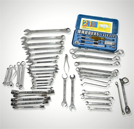 63 Piece Wrench & Socket Set – Wardmaster, Indestro, and Chrome Vanadium