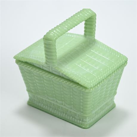 Mosser Jadeite Green Glass Basket