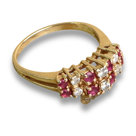 18K Gold Diamond & Ruby Ring