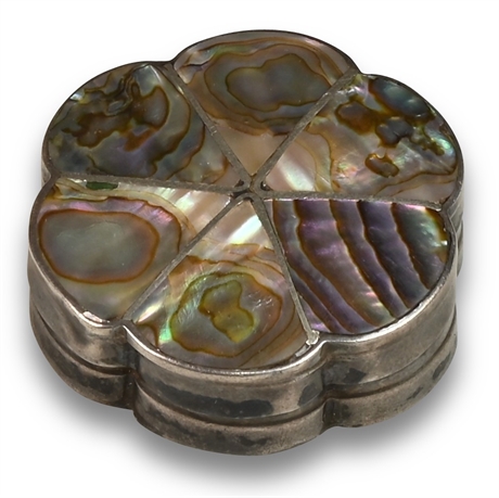 Taxco Sterling Silver & Mother of Pearl Pill Box