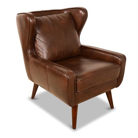 Modern Leather Wing Back Chair