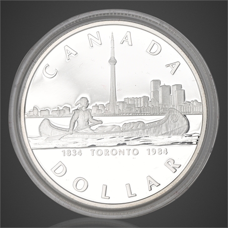 1984 Canada Silver Dollar – Toronto 150th Anniversary – Queen Elizabeth II