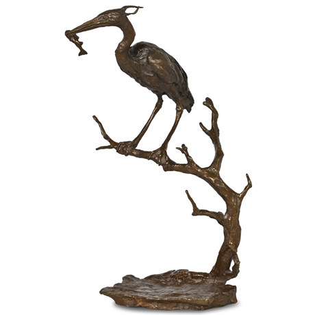 Mark Hopkins Bronze Heron Sculpture