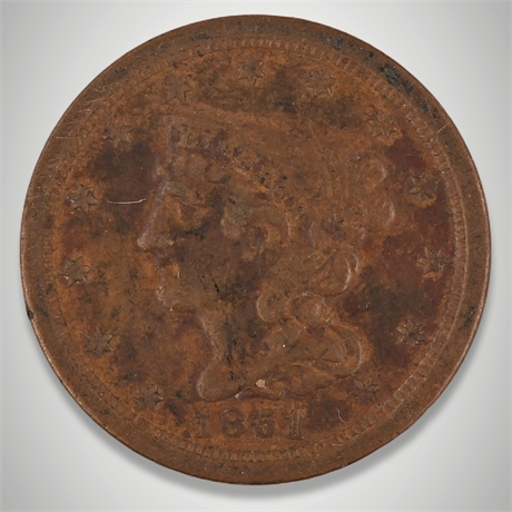 1851 Braided Hair Half Cent – United States – Copper