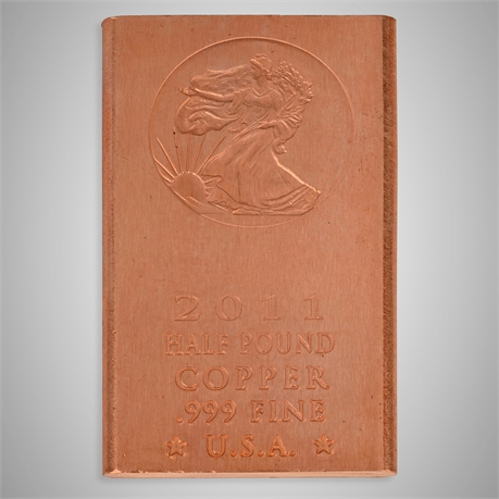 2011 Half Pound .999 Fine Copper Bar – Walking Liberty / Buffalo