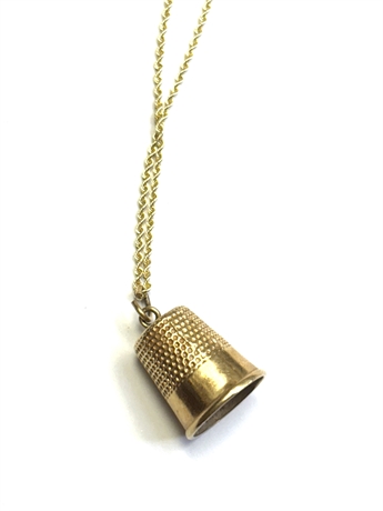 14K Yellow Gold Thimble Necklace