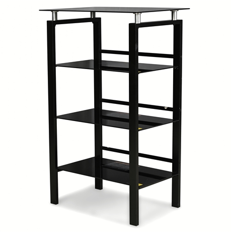 Lake Point 4-Tier Audio Rack Black Steel Glass Shelves
