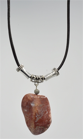 High Desert Stones Picacho Mt. Stone on 18" brown leather cord by linda Lee