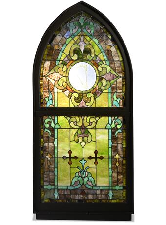 Antique Architectural Salvage Stained Glass Church Window