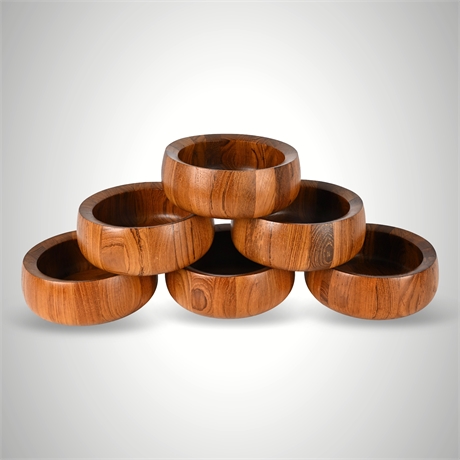 Dansk JHQ Staved Teak Salad Bowls — Set of 6