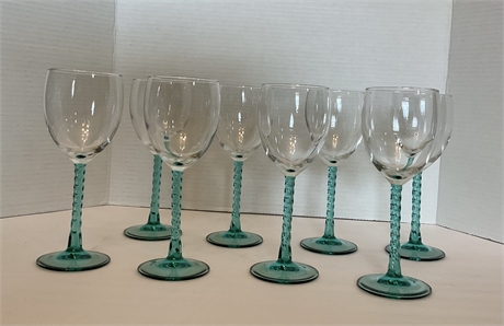 Luminarc Wine Goblets Angelique Turquoise W/Twisted Stems