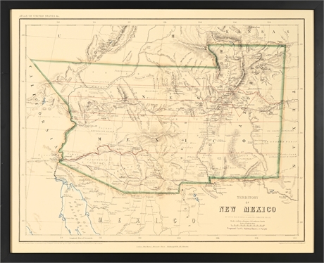Rogers & Johnston “Territory of New Mexico” Map (Reproduction), Framed